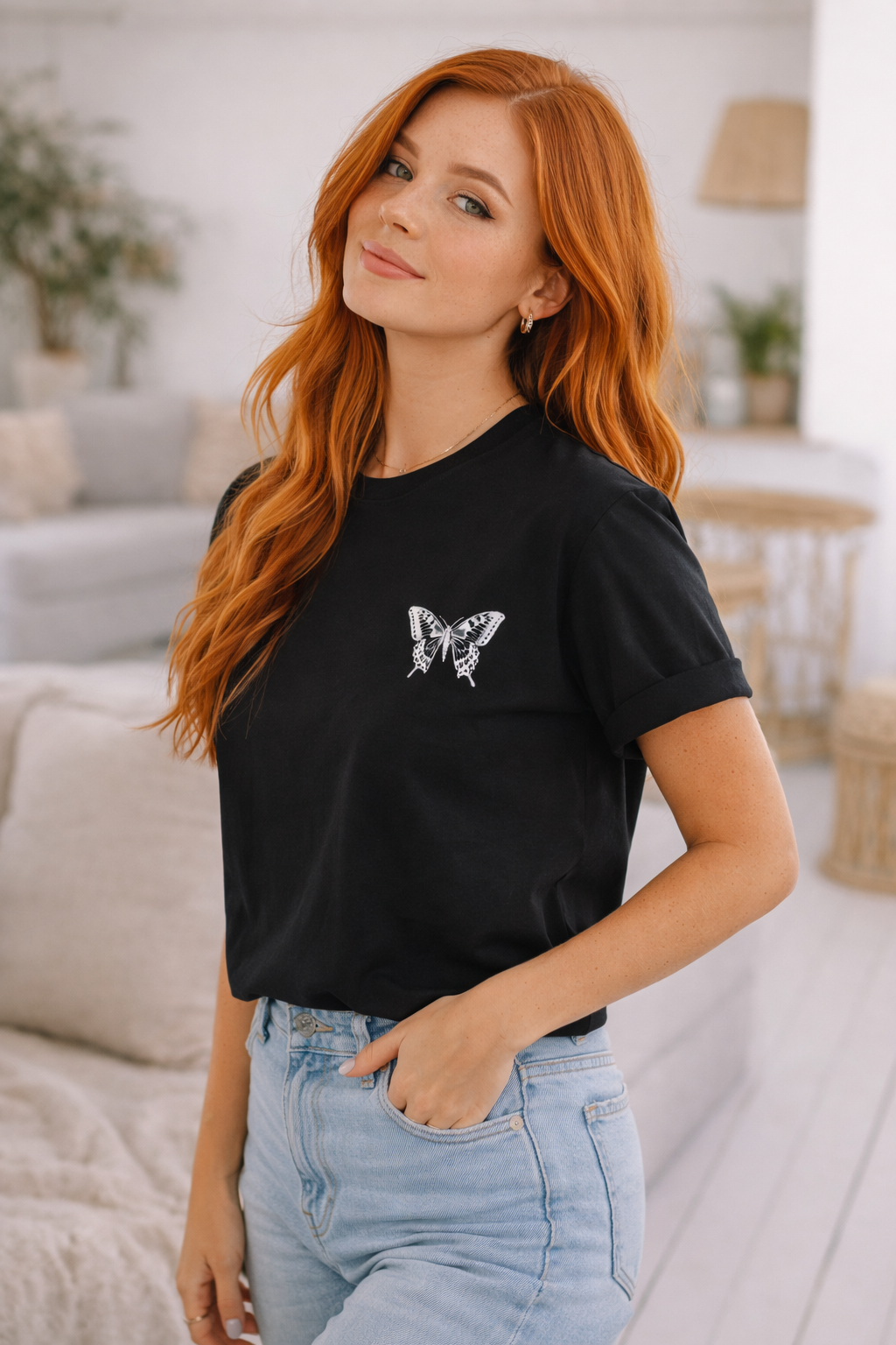 Butterfly Stack T-Shirt — Vintage White Moth Print