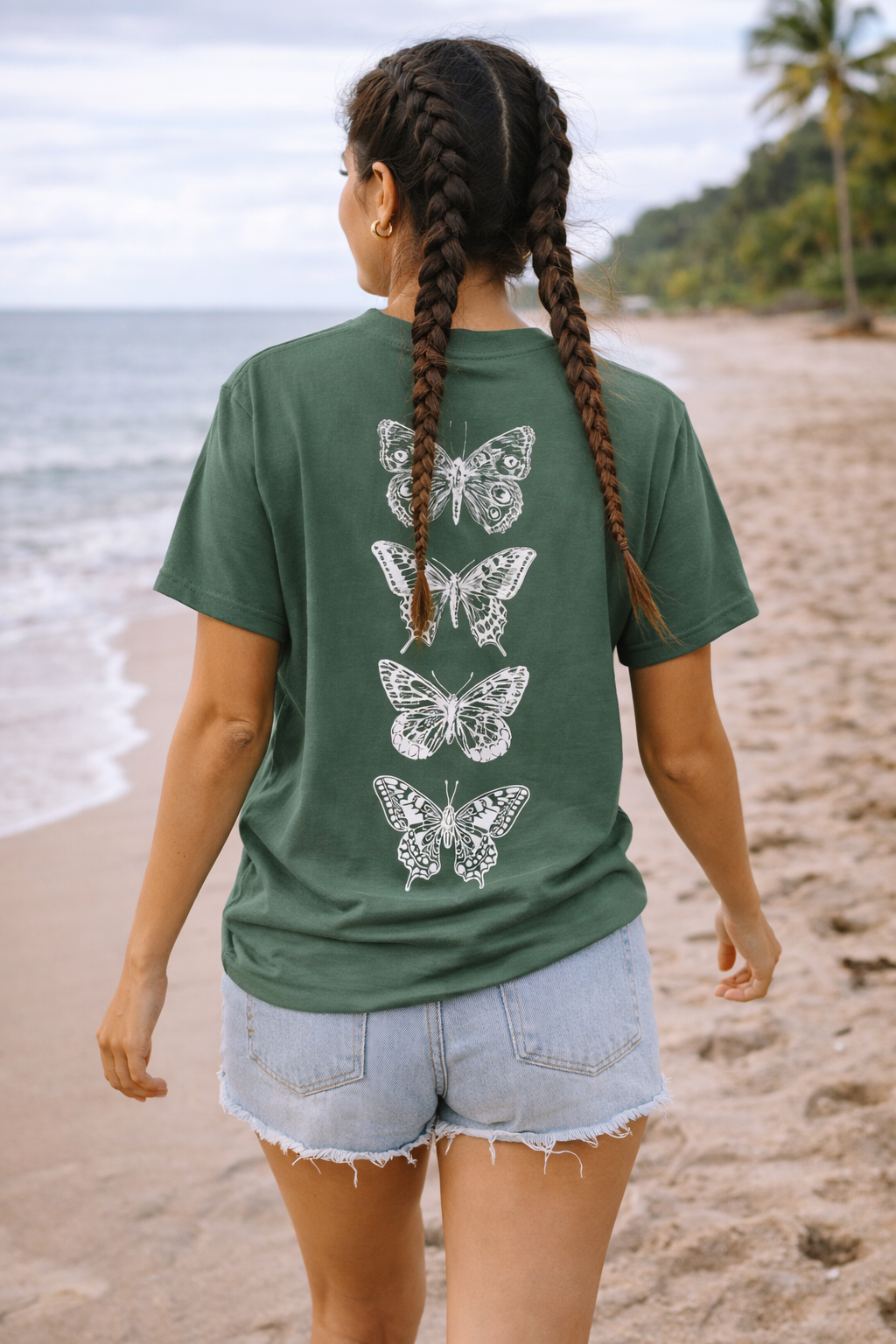 Butterfly Stack T-Shirt — Vintage White Moth Print