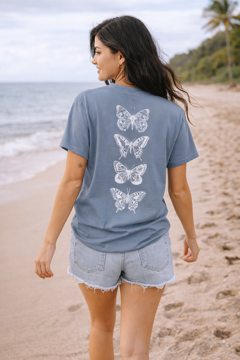 Butterfly Stack T-Shirt — Vintage White Moth Print