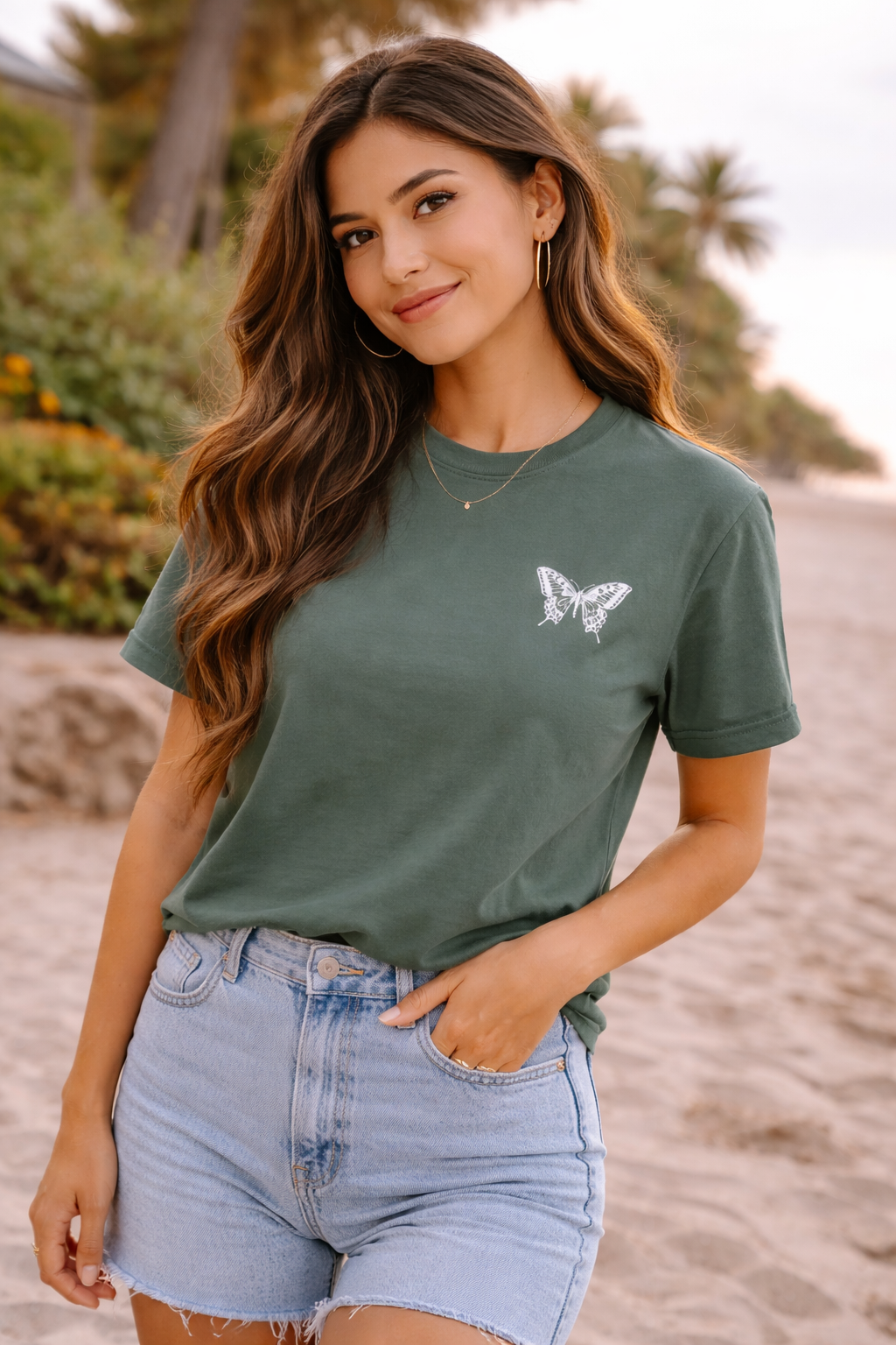Butterfly Stack T-Shirt — Vintage White Moth Print