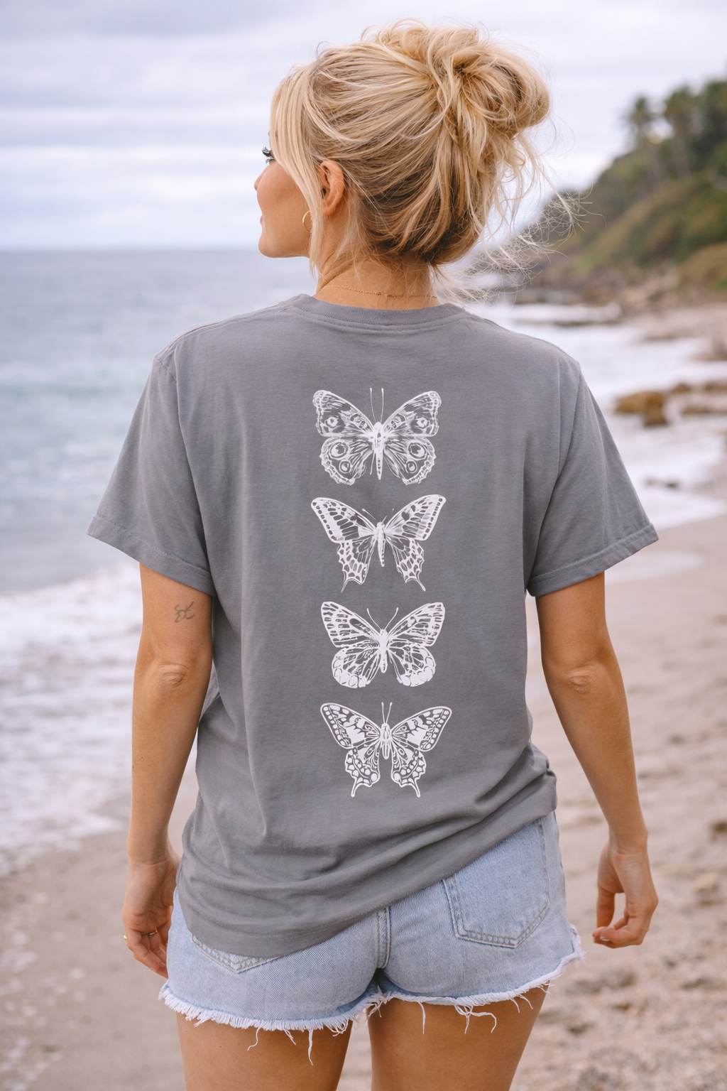 Butterfly Stack T-Shirt — Vintage White Moth Print