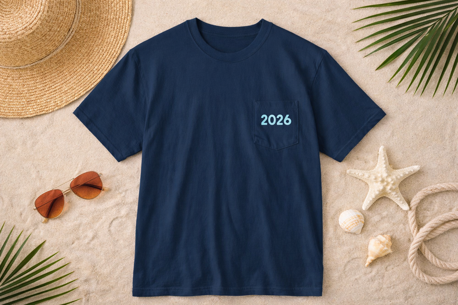 Beach Pocket T-Shirt — "Time To Go To The Beach" 2026 Graphic Tee