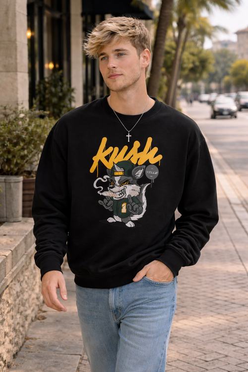 "Kush" Wolf Urban Graphic Sweatshirt — Smoker's Streetwear Crewneck