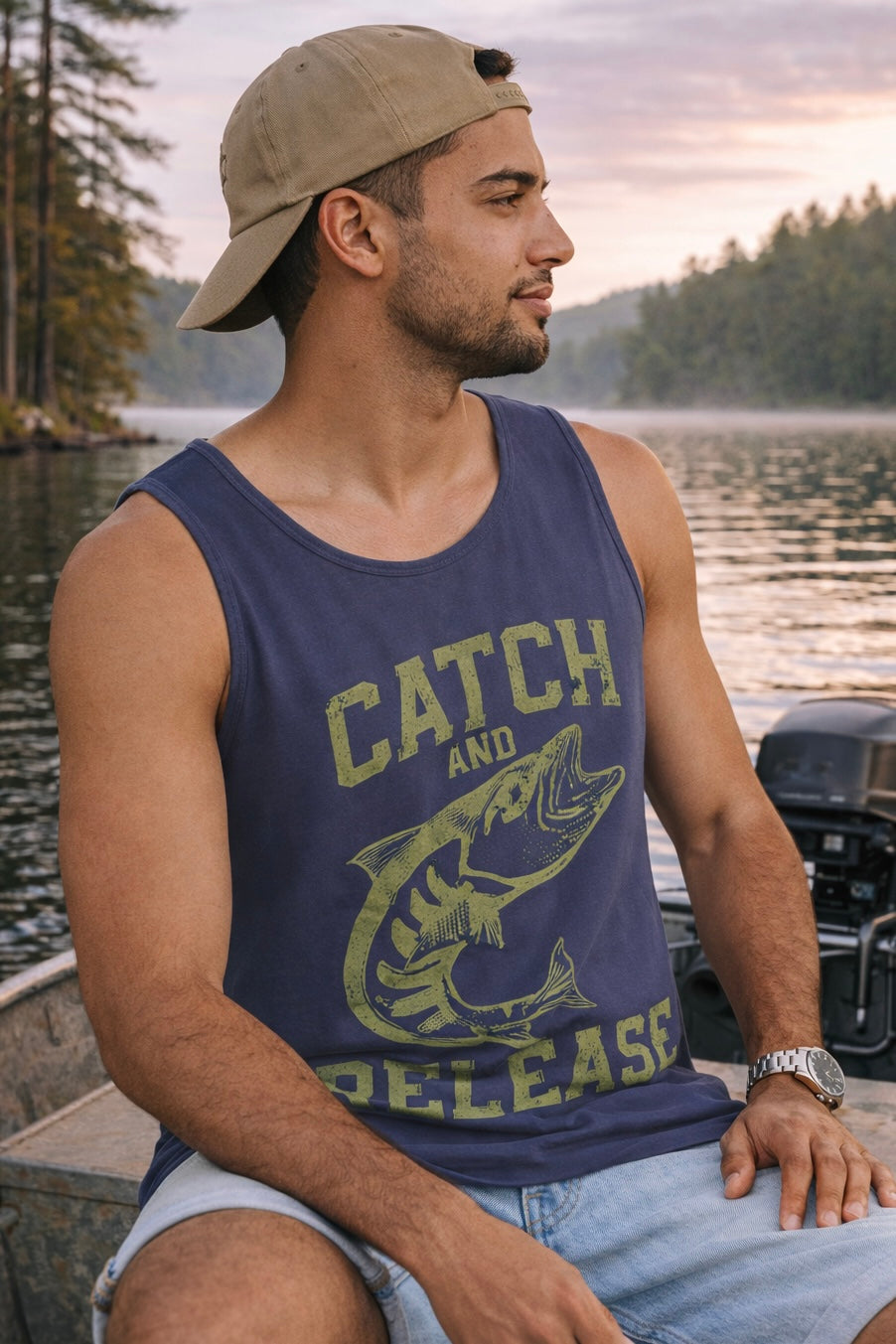Catch and Release Fishing Tank Top — Vintage Angler Graphic
