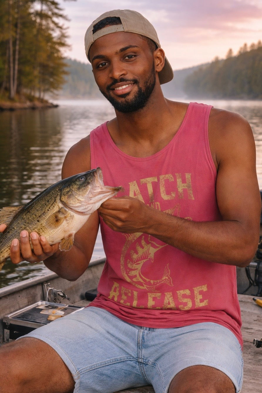 Catch and Release Fishing Tank Top — Vintage Angler Graphic