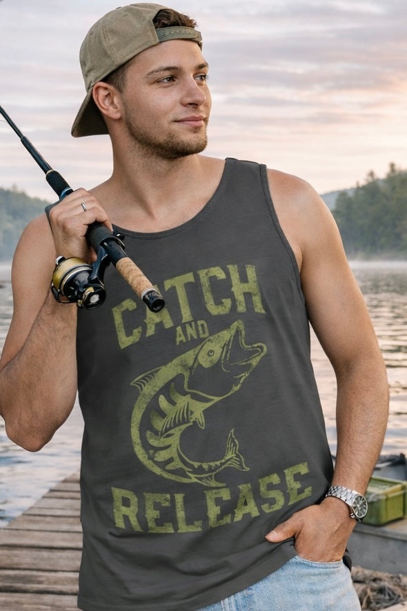 Catch and Release Fishing Tank Top — Vintage Angler Graphic