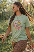 Retro Floral Sun & Moon T-Shirt — "Live By The Light of The Moon" Graphic Tee